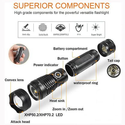 ✨Rechargeable LED Flashlight - High Lumen, Waterproof, Ultra Bright Flashlight for Emergencies