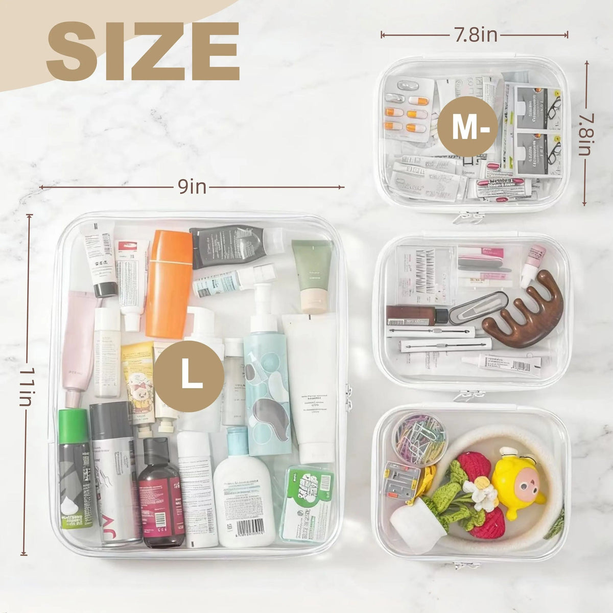 Portable Clear PVC Hard Zipper Organizer Box for Multi‑Purpose Storage